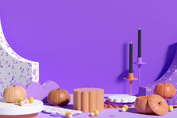 Halloween Product Display Background. 3D Rendering.