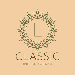 letter L classic circular border vector logo design