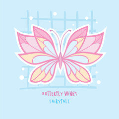 Fairytale butterfly wings hand drawn illustration