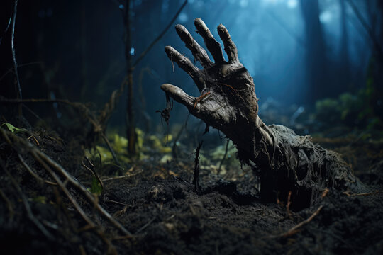 Dirty hand from the ground, zombie concept, halloween