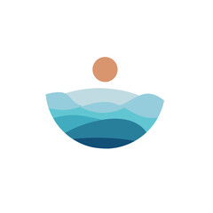Ocean Wave element Template Vector, Ocean simple and modern logo design