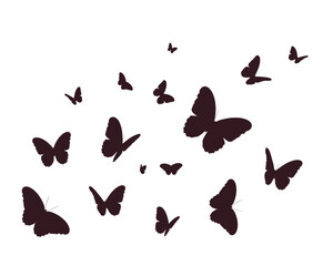 watercolor set of butterflies isolated butterflies silhouette black set isolated on transparent background