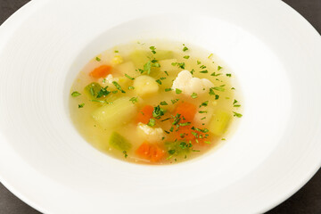 Italian vegetable soup minestrone made with a variety of vegetables