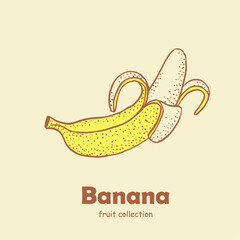 Banana  , logo , doodle ,line art, yellow fruits , bananas ,sketch, drawing, vector illustration, package logo	