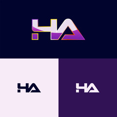 Letter Gradient Logo Initial Alphabet HA