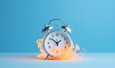 alarm clock burning fire concept waste of time, ai generative - obrazy, fototapety, plakaty