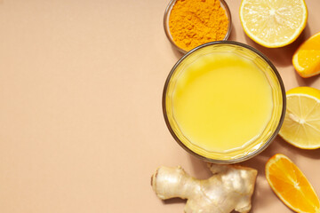 Concept of healthy liquid - ginger turmeric drink