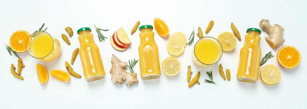 Concept of healthy liquid - ginger turmeric drink