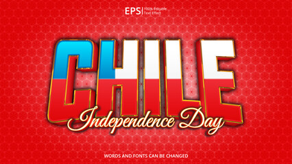 chile editable text effect with chile flag pattern suitable for poster design about holiday, Feast day or chile independence day moment	 - Powered by Adobe