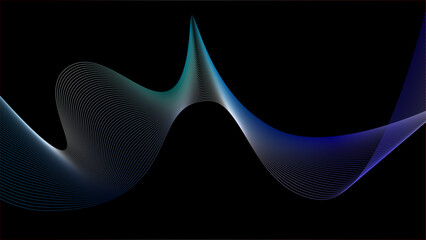 Flowing dark blue curve shape with soft gradient vector abstract background, tranquil art, can illustrate health medical or sound of music.