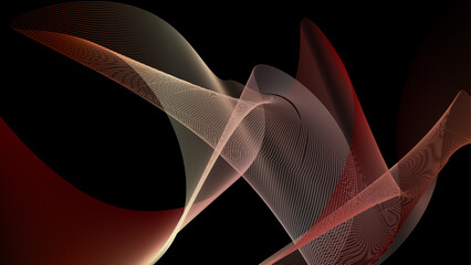abstract red in black flowing wave design layout vector background