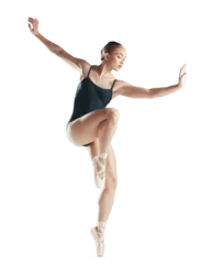 Papier Peint photo École de danse Creative dance, ballet and woman isolated on transparent png background with flexible body. Ballerina dancer training in theatre performance art, commitment and balance with energy in fitness show.