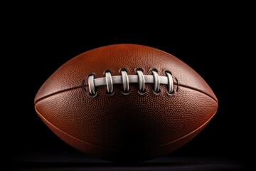 American football ball isolated on black background. Close-up view. American football ball close up on black background, AI Generated