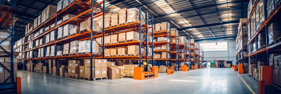 Logistik in einem Lagerhaus. Generiert mit KI