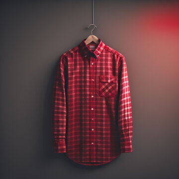 mens check shirt hanging on the wall generated by AI