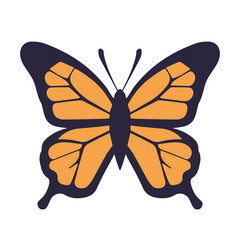 Monarch butterfly vector illustration, flat orange monarch butterfly vector icon isolated on a white background
