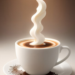 coffee with milk cream pouring into cap, Closeup, generative ai