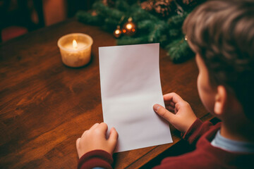  "Dear Santa Claus" : Child's Letter to Santa Claus Overflowing with Gift Wishes and Heartfelt Desires. Blank Space for Your Personal Touch. Customizable Mockup with Copy Space