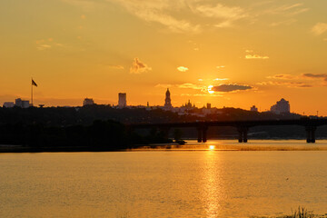 Cityscape in Kyiv at sunset. - 649640777