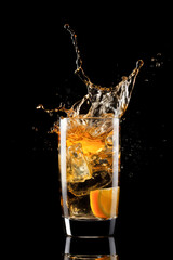 Cocktail splashes frozen in time refreshing background with empty space for text 