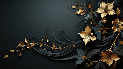 Luxury dark floral wallpaper. AI