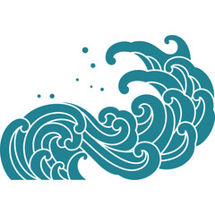 oriental sea wave silhouette shape design 