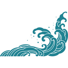 oriental sea wave silhouette shape design 