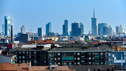 Milano, skyline dei grattacieli Porta Nuova e Citylife,