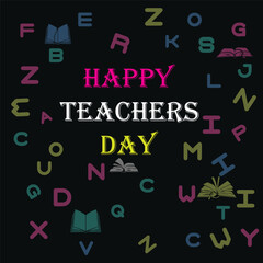 Happy Teacher's Day. School doodles Supplies Sketchy background, composition.  Vector Illustration