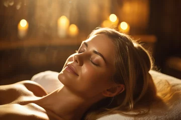 Stickers pour porte Salon de massage woman receiving a massage at a spa