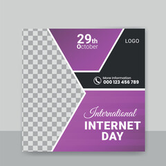 Fototapeta premium International Internet Day social media post design template