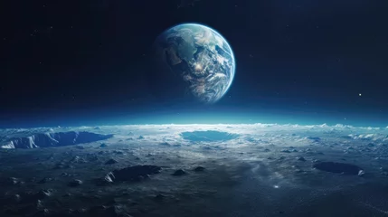 Selbstklebende Fototapete Vollmond und Bäume illustration of the earth as seen from moon