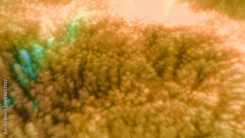 Poster green and yellow lines in pixels. motion. undulating lines in abstraction that sway in different dir