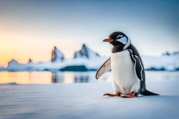 Naklejka premium penguin on ice