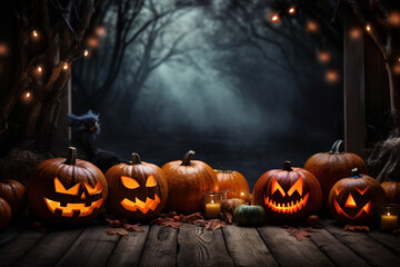 Halloween background with copy space.Created with Generative AI technology.