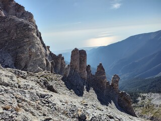 climbing the Greek Mount Olympus and the peak of Mitikas