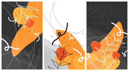 Abstract doodle art. Set of vector illustrations backgrounds