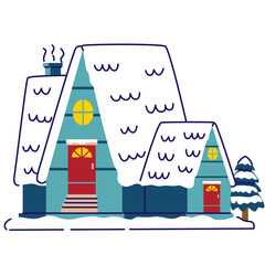 Winter House Illustration