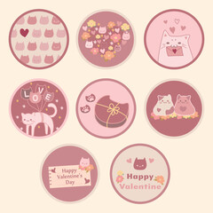 Valentine’s Day Stickers A Pastel Love cat Collection