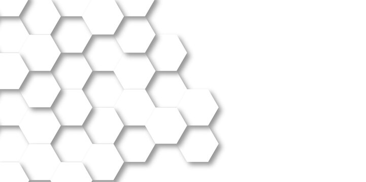 Background seamless pattern with hexagons White Hexagonal Background. Computer digital drawing, background with hexagons, abstract background. 3D Futuristic abstract honeycomb mosaic white background.