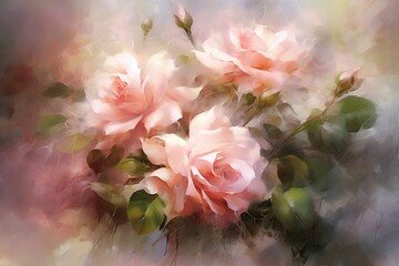 roses delicate background paint. Watercolor Rose Wreath. Beautiful postcard, picture, wallpaper, photo wallpaper with peonies