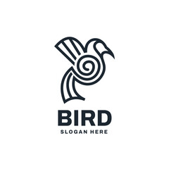 Bird Line Art Logo Vector Icon Illustration © yuanesei