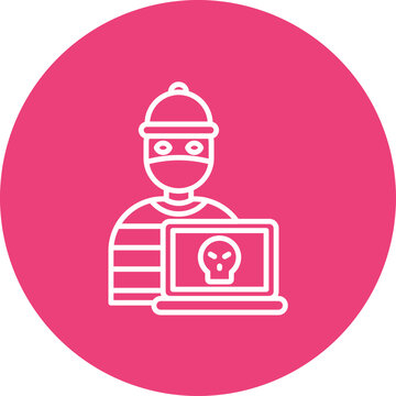 burglar with laptop, pink circle clip art preview