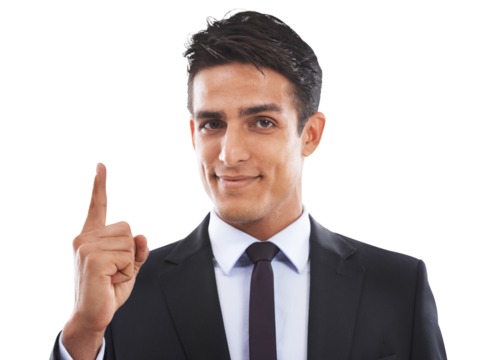 Business, portrait and man painting up for new, offer or recruitment on isolated, transparent or png background. We are hiring, face and male entrepreneur show hand emoji for sign up, promo or guide