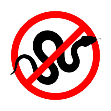 Warning sign no snakes. Prohibition snakes sign isolated on white background. Vector illustration