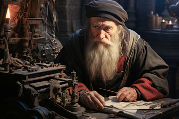 Johannes Gutenberg, the German inventor whose letterpress printing machine transformed the course of human communication