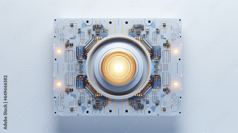 Aufkleber white computer chip light fluorescent button isolated on the background computer graphics website design