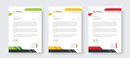 Minimal creative professional newsletter corporate modern business proposal letterhead design template with color variation bundle