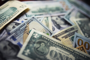 Group of money stack of 100 US dollars banknotes a lot of the background texture. Cash money in a large pile as a finance background.
