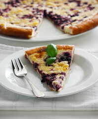 Piece of traditional Wallachian blueberry pie called 